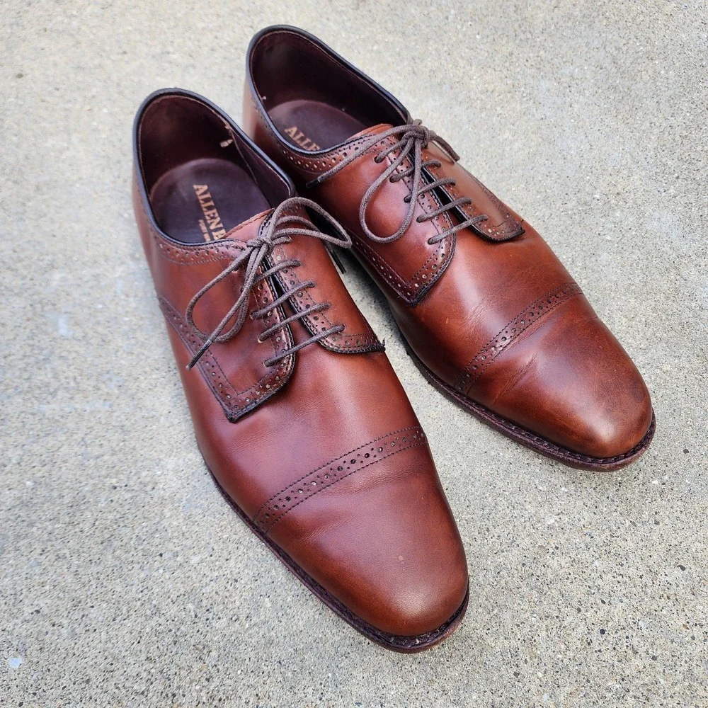 ALLEN EDMONDS CLARKSTON - Mens 12 D - Brown Derby Brogue USA Dress Shoes Preppy
